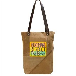 Hey Man Recycled Tote by Pristique.  Made from a Soldier’s tent.  Medium size.